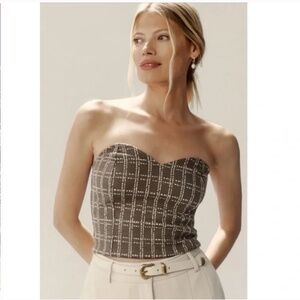 NWT Anthropologie | Maeve | Green Metallic Strapless Sweetheart Corset Top, XL